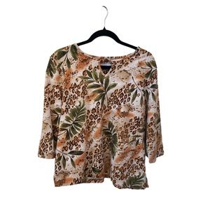 ALFRED DUNNER Jungle Print 3/4 Sleeve Tee